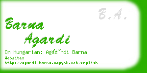 barna agardi business card